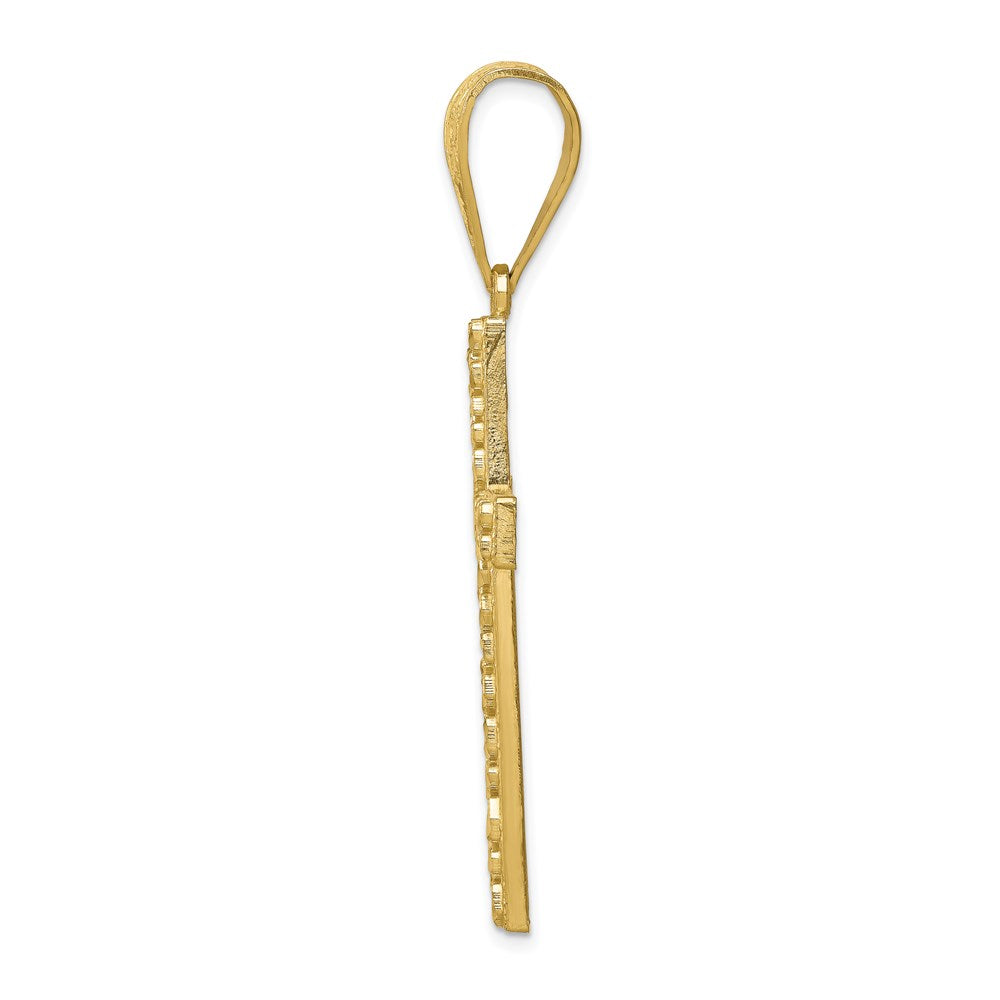10k Yellow Gold Diamond-cut Nugget Cross Pendant