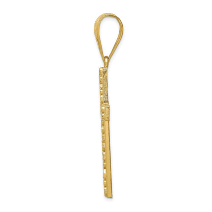 10k Yellow Gold Diamond-cut Nugget Cross Pendant