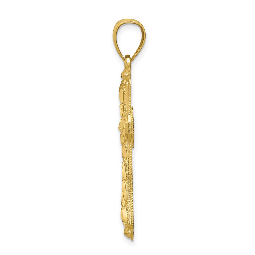 10k Yellow Gold Diamond-cut Cross Pendant