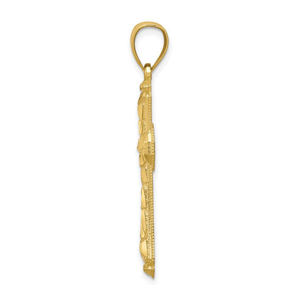 10k Yellow Gold Diamond-cut Cross Pendant