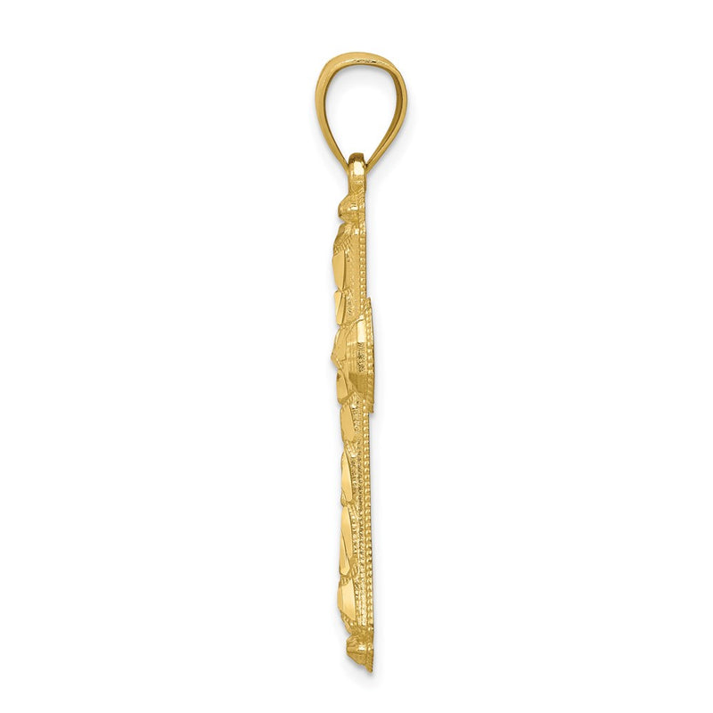 10k Yellow Gold Diamond-cut Cross Pendant