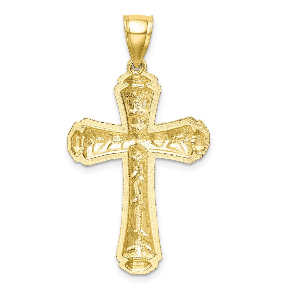 10k Yellow Gold Diamond-cut Cross Pendant