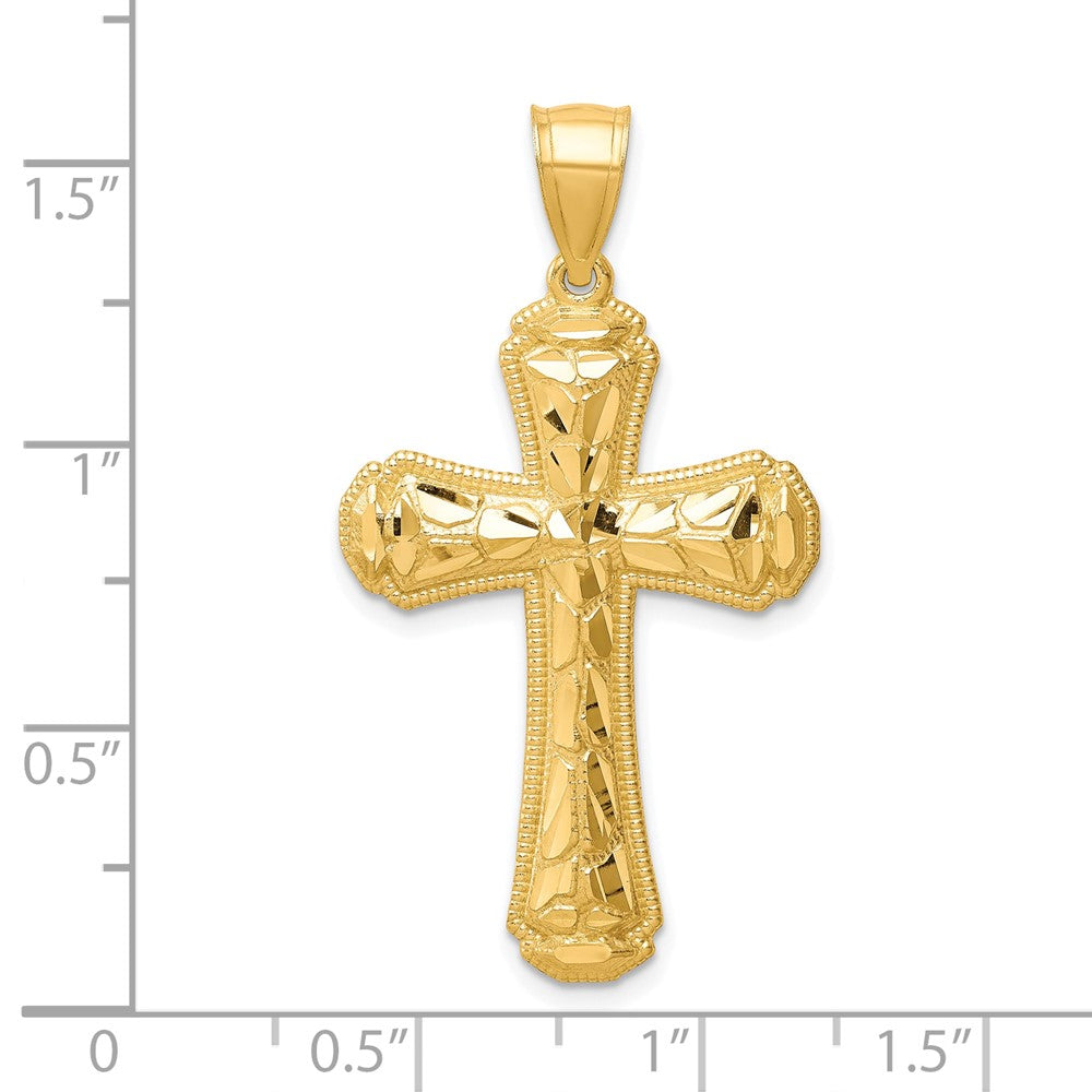 10k Yellow Gold Diamond-cut Cross Pendant