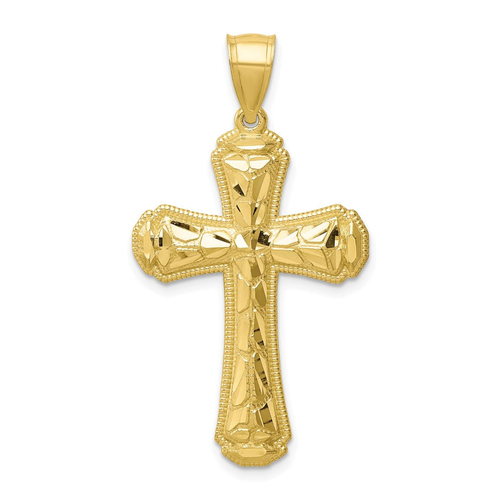 10k Yellow Gold Diamond-cut Cross Pendant