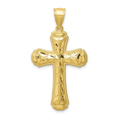 10k Yellow Gold Diamond-cut Cross Pendant
