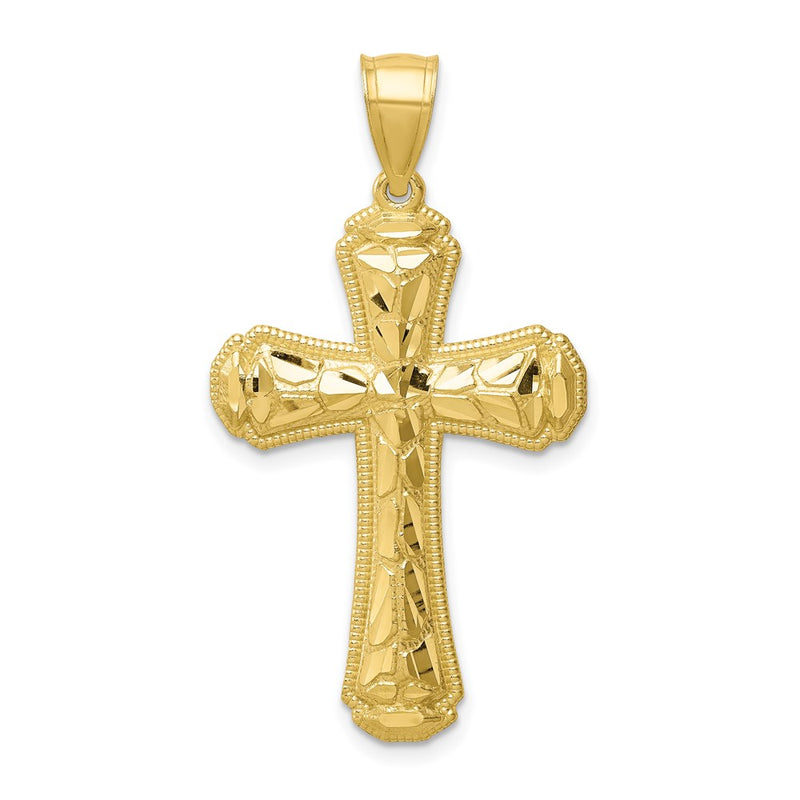 10k Yellow Gold Diamond-cut Cross Pendant