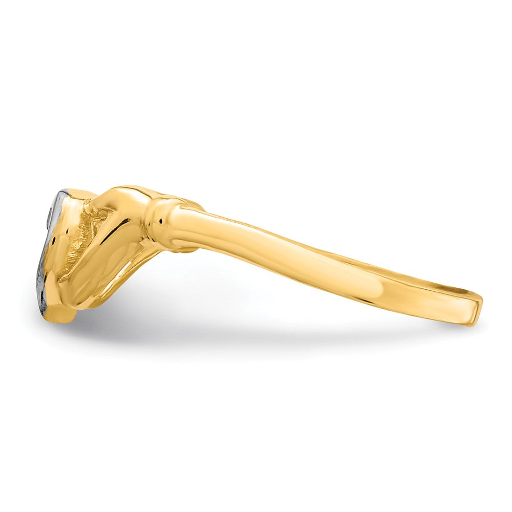 10K Yellow Gold w/Rhodium CZ Claddagh Ring