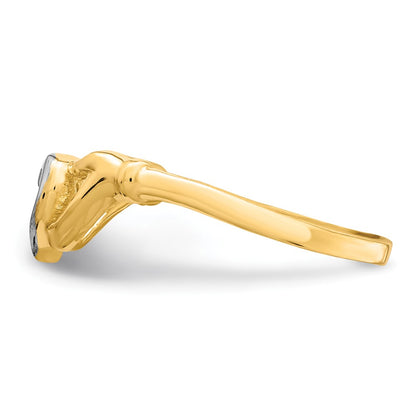 10K Yellow Gold w/Rhodium CZ Claddagh Ring