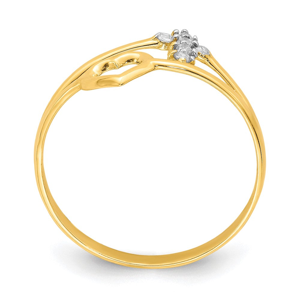 10K Yellow Gold Heart And Cross CZ Ring