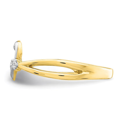 10K Yellow Gold w/Rhodium CZ Fancy Heart Ring