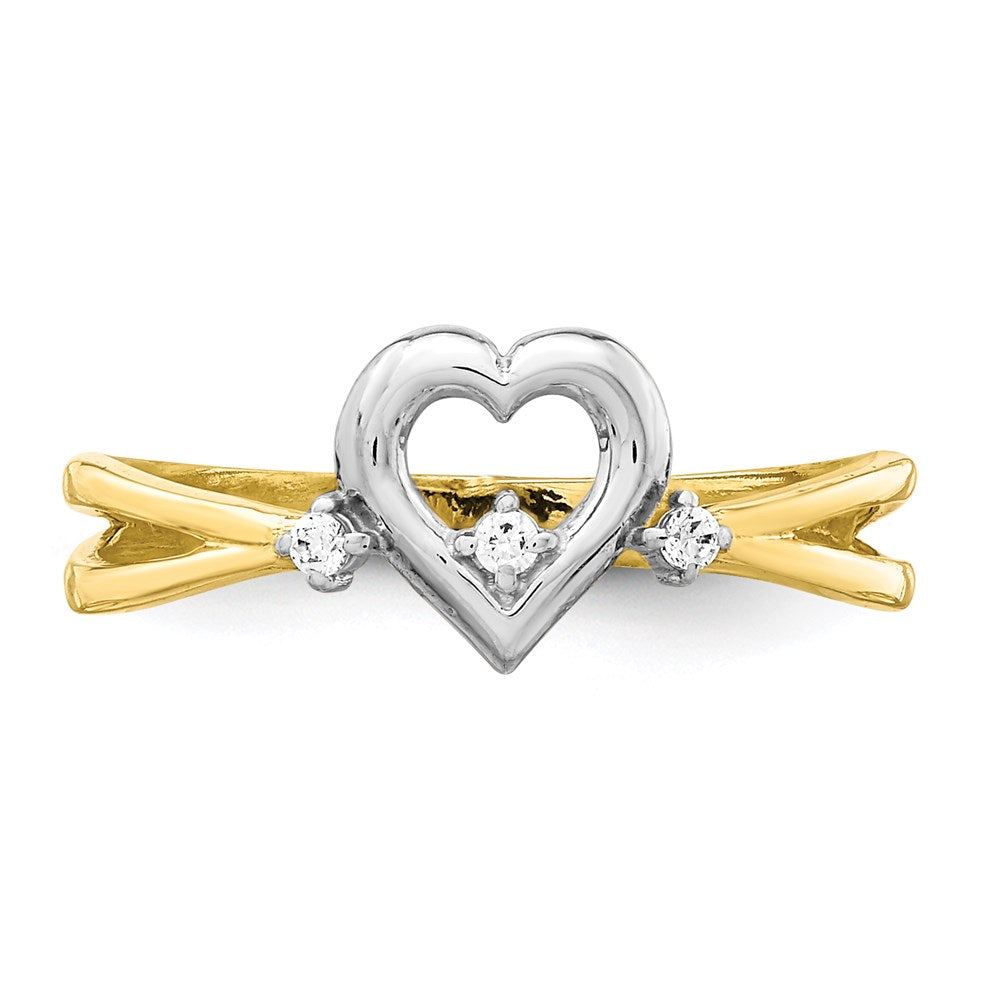 10K Yellow Gold w/Rhodium CZ Fancy Heart Ring