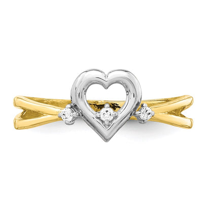 10K Yellow Gold w/Rhodium CZ Fancy Heart Ring