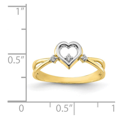 10K Yellow Gold w/Rhodium CZ Fancy Heart Ring