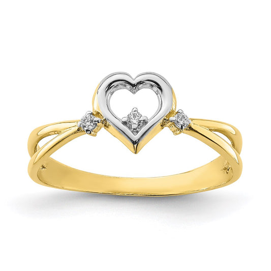 10K Yellow Gold w/Rhodium CZ Fancy Heart Ring