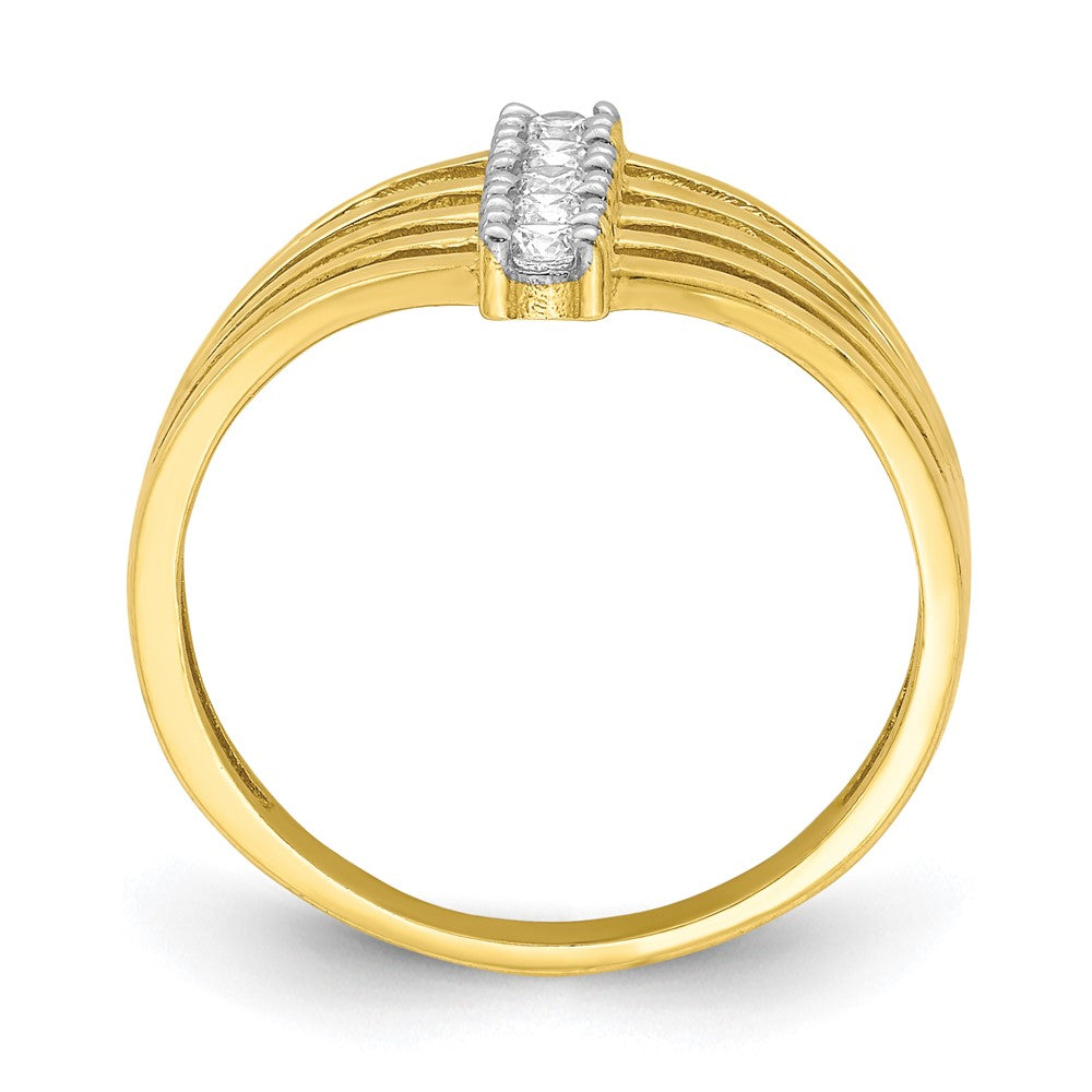 10K Yellow Gold CZ 5-Line Ring