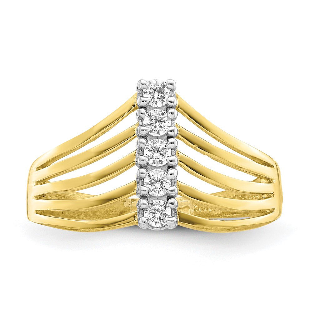 10K Yellow Gold CZ 5-Line Ring