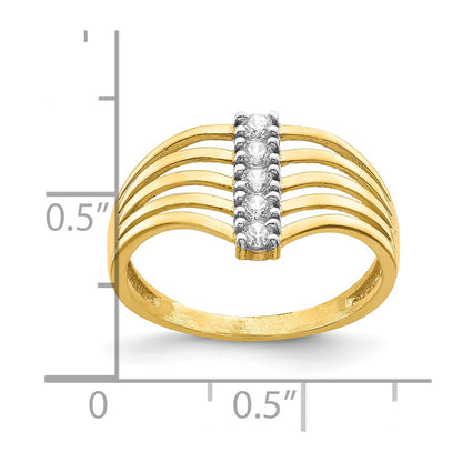 10K Yellow Gold CZ 5-Line Ring