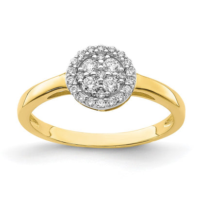 10K Yellow Gold Circle CZ Fancy Ring