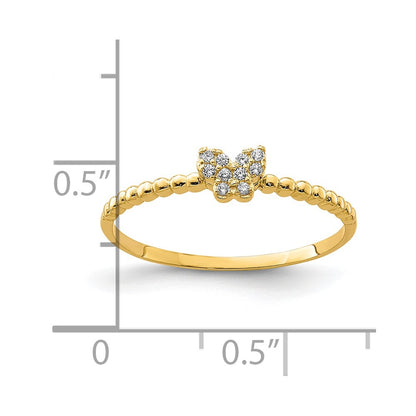 10K Yellow Gold Butterfly CZ Ring