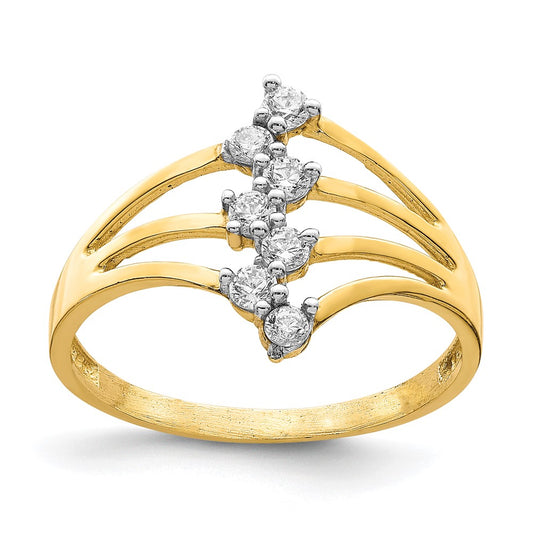 10K Yellow Gold CZ 7-Stone Ring