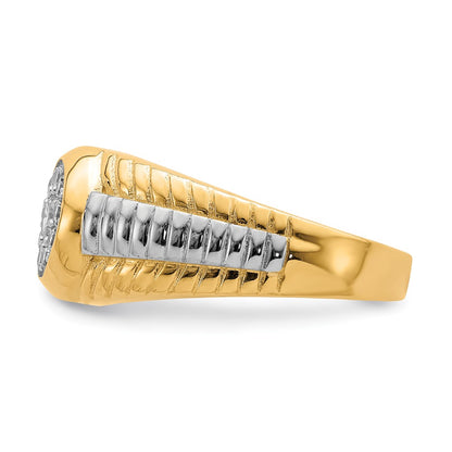 10K Yellow Gold w/Rhodium CZ Mens Ring