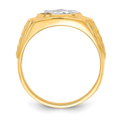 10K Two-Tone Gold Eagle Mens Ring
