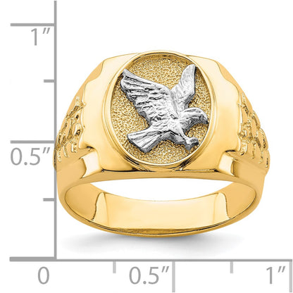 10K Two-Tone Gold Eagle Mens Ring