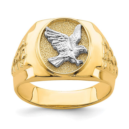 10K Two-Tone Gold Eagle Mens Ring