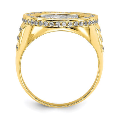 10K Two-Tone Gold CZ Micropave Eagle Mens Ring