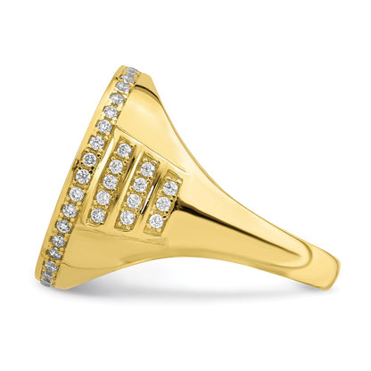 10K Two-Tone Gold CZ Micropave Eagle Mens Ring