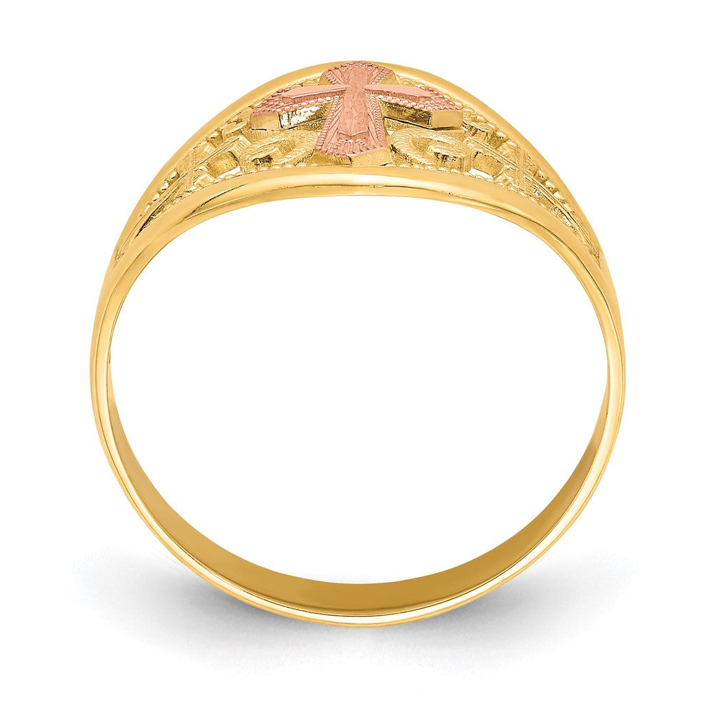 10K Two-Tone Gold Cross Ring