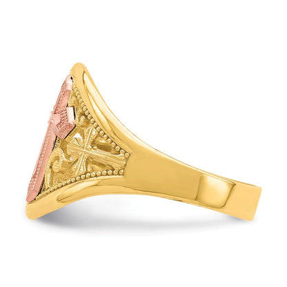 10K Two-Tone Gold Cross Ring