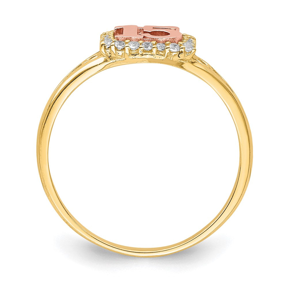 10K Two-Tone Gold CZ 15 Ring