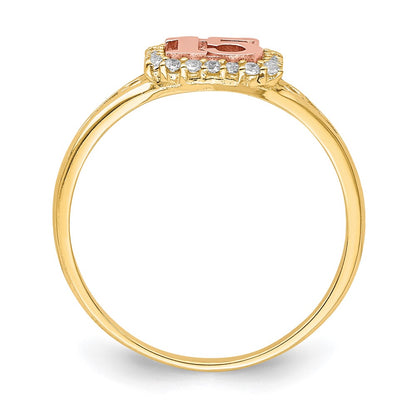 10K Two-Tone Gold CZ 15 Ring