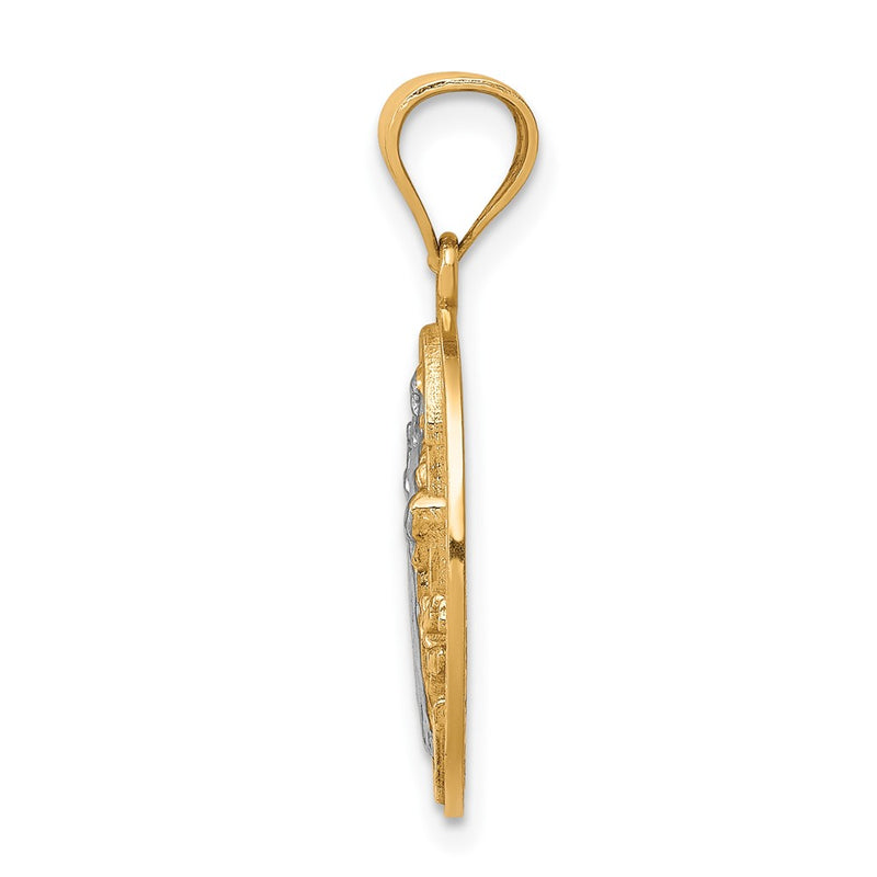 10k Yellow Gold w/Rhodium San Benito Medal Pendant