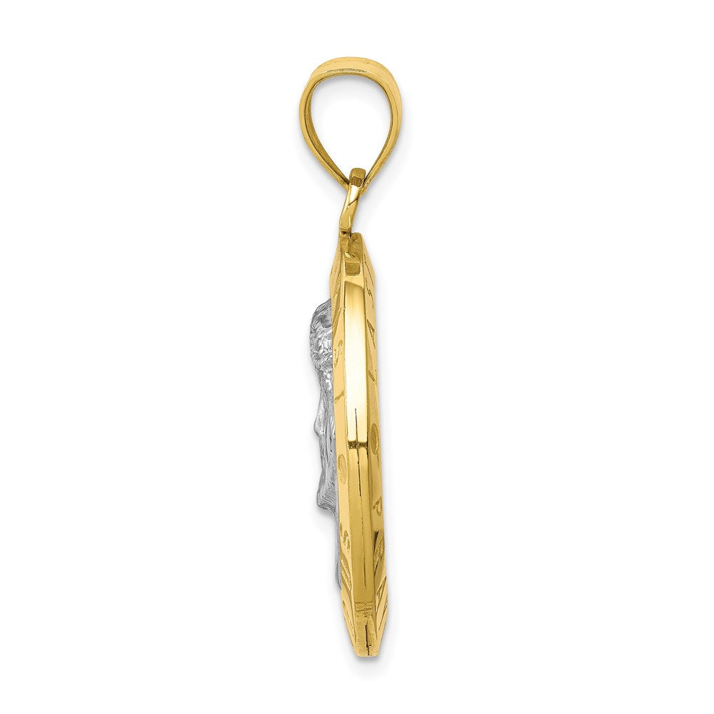 10k Yellow Gold w/Rhodium Reversible Jesus/Last Supper Medal