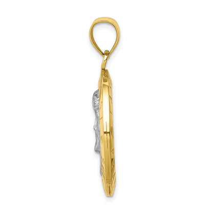 10k Yellow Gold w/Rhodium Reversible Jesus/Last Supper Medal