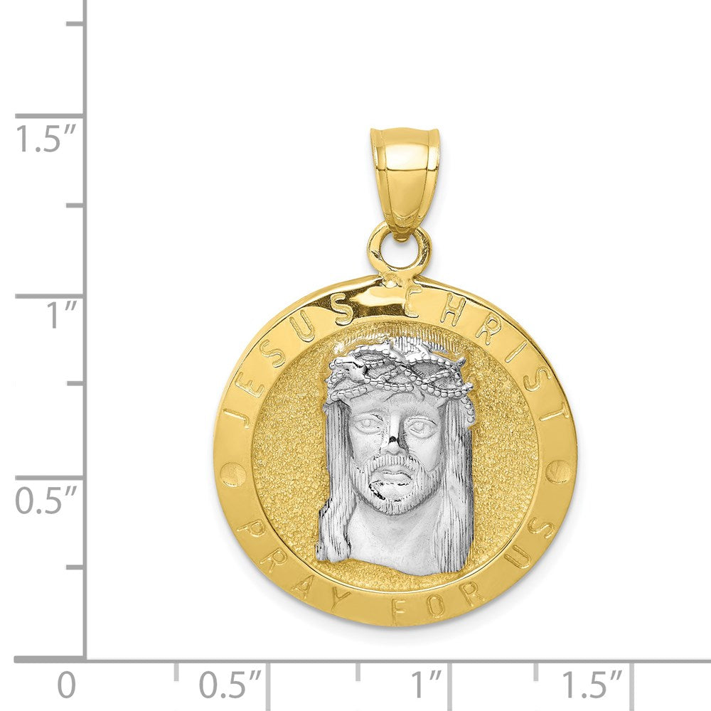 10k Yellow Gold w/Rhodium Reversible Jesus/Last Supper Medal