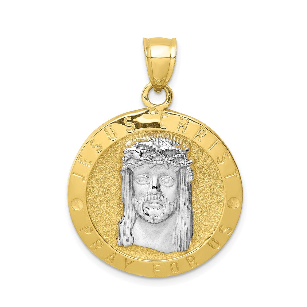 10k Yellow Gold w/Rhodium Reversible Jesus/Last Supper Medal