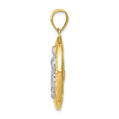 10k Yellow Gold w/Rhodium Guadalupe Reversible Praying Hands Medal
