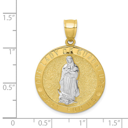 10k Yellow Gold w/Rhodium Guadalupe Reversible Praying Hands Medal