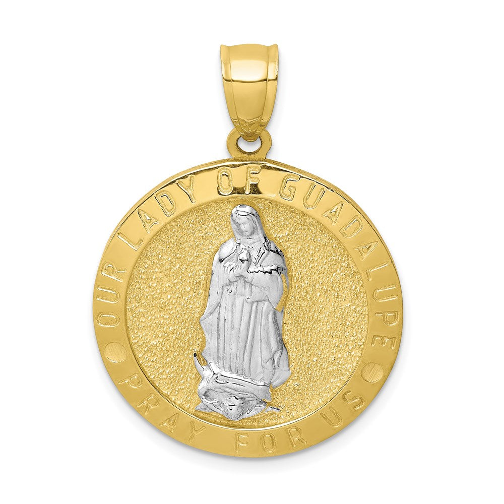 10k Yellow Gold w/Rhodium Guadalupe Reversible Praying Hands Medal