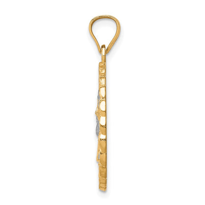 10k Yellow Gold w/Rhodium D/C w/Rhodium Jesus Face Pendant