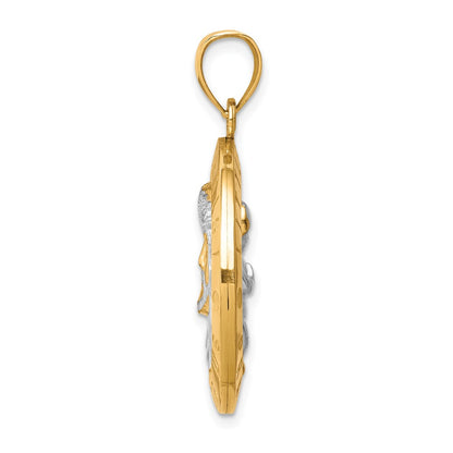 10k Yellow Gold w/Rhodium Reversible Jesus and Angel Medal