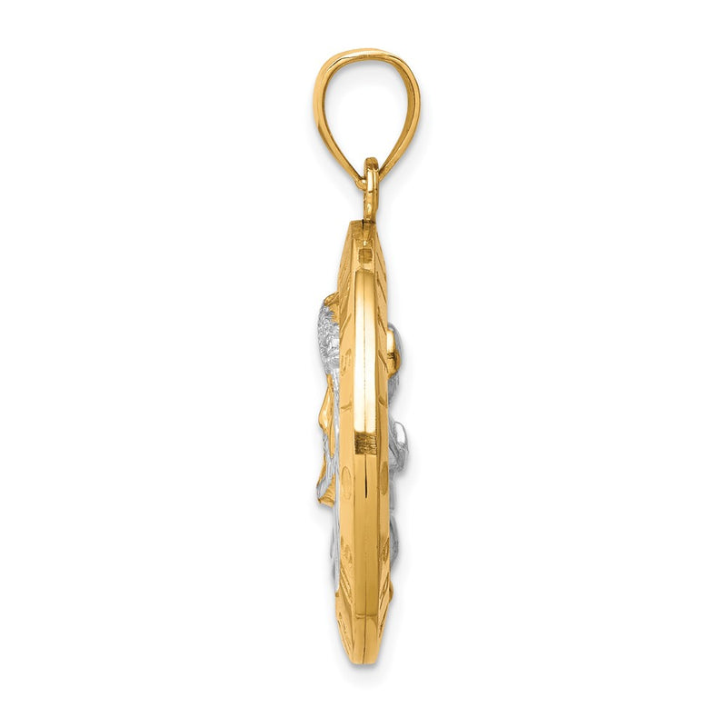10k Yellow Gold w/Rhodium Reversible Jesus and Angel Medal