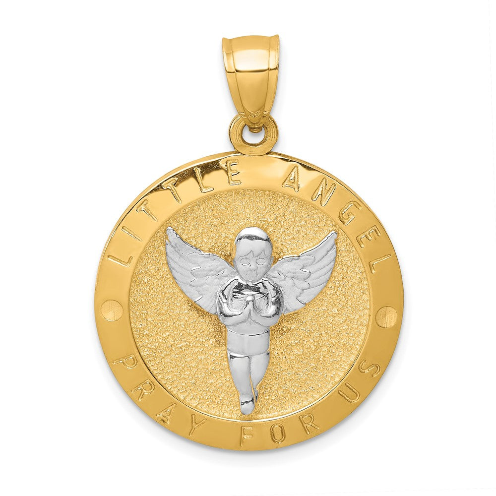 10k Yellow Gold w/Rhodium Reversible Jesus and Angel Medal