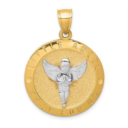 10k Yellow Gold w/Rhodium Reversible Jesus and Angel Medal