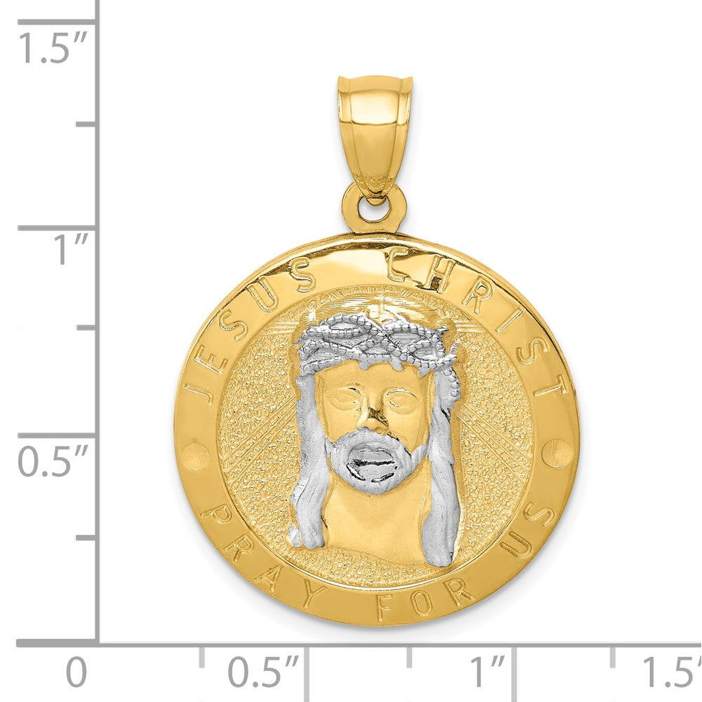 10k Yellow Gold w/Rhodium Reversible Jesus and Angel Medal