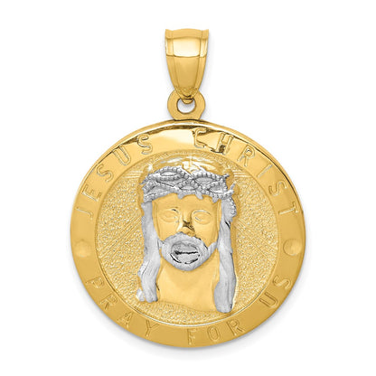 10k Yellow Gold w/Rhodium Reversible Jesus and Angel Medal