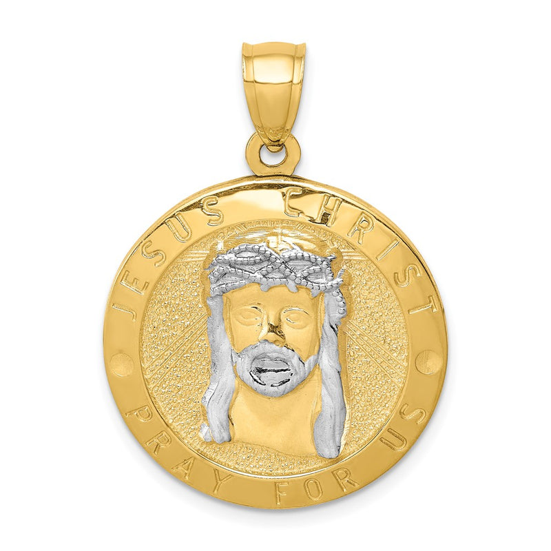 10k Yellow Gold w/Rhodium Reversible Jesus and Angel Medal